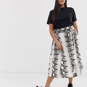 Asos snake print wrap mini skirt w/ wooden buckle